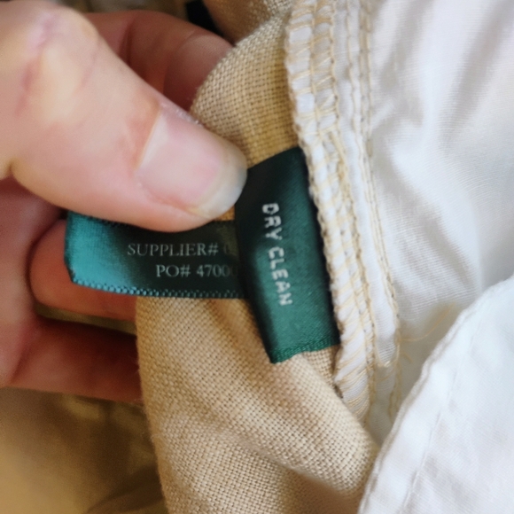 Lauren Ralph Lauren Pure Linen Wide Leg Pants Beige Lagenlook Beachy Size 14W - Picture 9 of 13